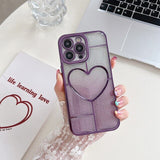 Electroplated Heart Gradient Glitter Shockproof Case For iPhone 14 13 12 series