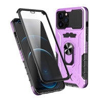 Double Sided Buckle Shockproof Armor Kickstand Holder Case with Tempered Glass Cover for iPhone 13 12 11 Pro Max