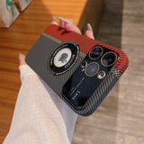 Magsafe Magnetic Wireless Charging Carbon Fiber Logo Hole Hard PC Case for iPhone 14 13 12 series