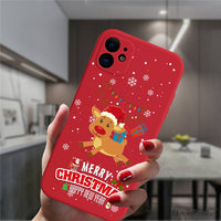 Cute Cartoon Merry Christmas Santa Claus Red Silicone Phone Case For iPhone 13 12 11 Series
