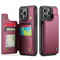 Luxury Plain Shockproof Wallet Card Slot PU Leather Case For iPhone 15 14 13 12 series