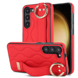 PU Leather Ring Shockproof Cases With Wrist Strap Holder for Samsung Galaxy S23 S22 Ultra Plus