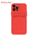 Soft Silicone Shockproof Card Slot Holder Case For iPhone 13 12 Series