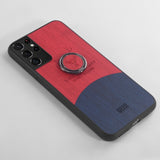 Luxury Shockproof Car Magnetic Ring Holder Canvas Cloth Phone Case For Samsung S21 Series