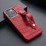 Luxury Leather Wrist Strap Stand Holder Case for iPhone 13 12 11 Pro Max Mini