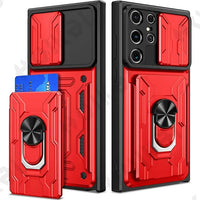 Slide Camera Protection 360° Ring Holder Slide Card Holder Wallet TPU Case For Samsung Galaxy S24 S23 S22 S21 Ultra Plus