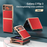 Plain Leather Electroplating Flip Case for Samsung Galaxy Z Flip 3
