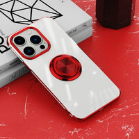 Plalting Transparent Silicone Magnetic Case with Ring Holder For iPhone 14 13 12 series