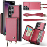 Zipper Leather Wallet Case with Wrist Strap for Samsung Galaxy S23 Ultra Plus