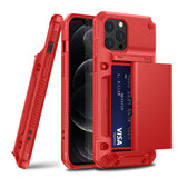 Armor Slide Card Slot Case for iPhone 13 12 11 Mini Pro Max