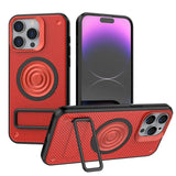 Carbon Fiber Texture Magnetic Invisible Bracket Magsafe Shockproof Armor Case for iPhone 15 14 series