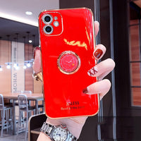 Luxury Soft Silicone Stand Ring Holder Case With Finger Ring For iPhone 12 11 Series