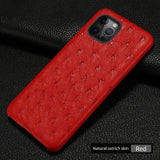 Real Ostrich Leather Case For iPhone 12 & 11 Series