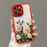 Blooming Roses Diamond Lens Protection Soft Case For iPhone 14 13 12 series