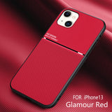 Leather Texure Car Magnetic Armor Case For iphone 13 12 11 Series
