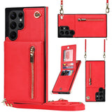 Full Protection Leather Crossbody Card Wallet Case For Samsung Galaxy S23 S22 S21 series