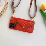 Lanyard Leather Detachable Card Bag Wallet Case For iPhone 14 13 12 series