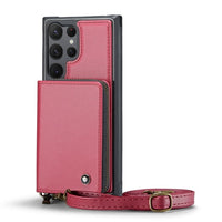 Luxury 2 in 1 Crossbody Strap Leather Wallet Case For Samsung Galaxy S23 S22 S21 series