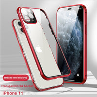 New 360° Full Protection Magnetic Adsorption Metal Glass Phone Case For iPhone 13 12 11 Series