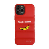 Fashion Bananas Down Jacket Silicone Case For iPhone 14 13 12 series