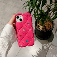 Glitter Diamond Rhombus Lattice Love Heart Case For iPhone 14 13 12 series