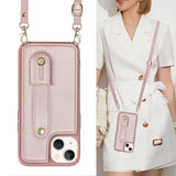 Crossbody Lanyard Wristband Leather Wallet Case for iPhone 14 13 12 series