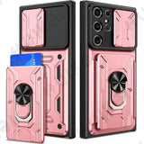 Slide Camera Protection 360° Ring Holder Slide Card Holder Wallet TPU Case For Samsung Galaxy S24 S23 S22 S21 Ultra Plus