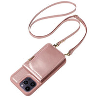 Zipper Leather Wallet Card Slots Case With Crossbody Lanyard Strap For iPhone 15 14 13 12 series