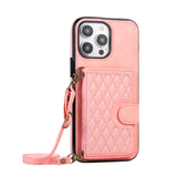 Crossbody Wallet Lanyard Strap Leather Case for iPhone 14 13 12 series