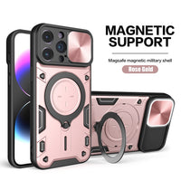 Magnetic Rotating Sliding Camera 360 Rotate Kickstand Case For iPhone 15 series