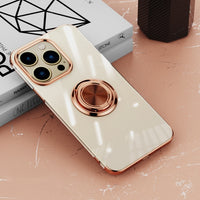 Plalting Transparent Silicone Magnetic Case with Ring Holder For iPhone 14 13 12 series