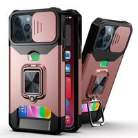 Slide Camera Protector Shockproof Case with Card Slot for iPhone 13 12 11 Series