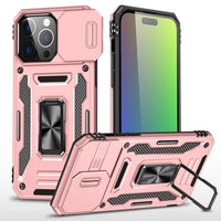 Slide Camera Protection Ring KickStand Armor Case For iPhone 15 14 13 12 series