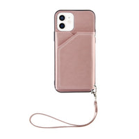 Leather Back Cover With Card Package & Lanyard Case for iPhone 12 Series