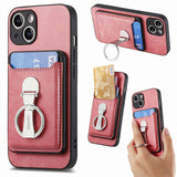 2 in 1 Detachable Magnetic Cards Bag Wallet Leather Case With Ring Holder For iPhone 15 14 13 12 series