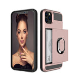 Fabulous Slide Card Slot Ring Holder Case For iPhone 13 12 11 Series