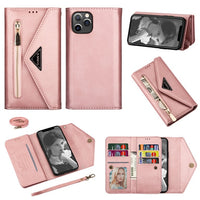 Crossbody Leather Zipper Wallet Case for iPhone 14 13 12 series