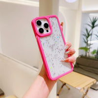 Candy Color Glitter Stars Sequin TPU Transparent Case For iPhone 15 14 13 12 series