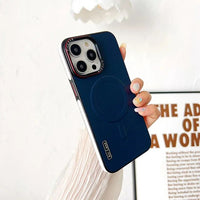 Vegan Leather Magsafe Elegant Solid Color TPU Matte Case For iPhone 15 14 13 12 series