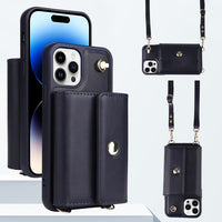 Crossbody Cards Slot Wallet Leather Case Lanyard Long Strap Holder for iPhone 14 13 12 series