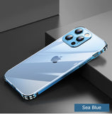 Luxury Metal Frame Transparent Back Cover Phone Case for iPhone 13 12 series