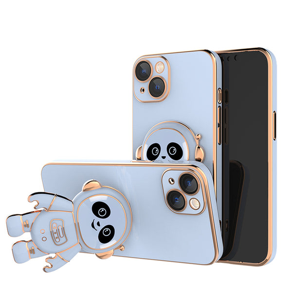 Creative Cute Panda Astronaut Holder Stand Case for iPhone 13 12 11 Pro Max