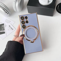 Plating Magsafe Magnetic Ring Holder Bracket Case For Samsung Galaxy S23 S22 Ultra Plus