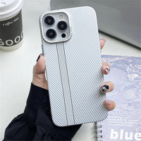 Carbon Fiber Texture Shockproof Hard Plastic Case With Metal Camera Protectionfor For iPhone 15 14 13 12 series