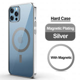 Magnetic MagSafe Transparent Clear Electroplating Frame Phone Case for iPhone 12 Pro Max