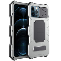 Rugged Aluminum Military Grade Armor Slide Camera Lens Kickstand Case for iPhone 13 12 11 Pro Max