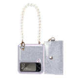 Glitter Pearl Bracelet Chain Cards Slot Wallet Case for Samsung Galaxy Z Flip 4 3