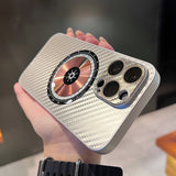 Luxury Carbon Fiber Texture Magsafe Magnetic Lens Glass Protection Case For iPhone 14 13 12 series