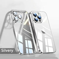 Electroplate Lens Protection Transparent Case For iPhone 15 14 13 series