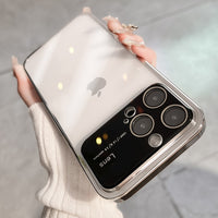 Large Window Transparent PC Plating Case For iPhone 14 13 12 series
